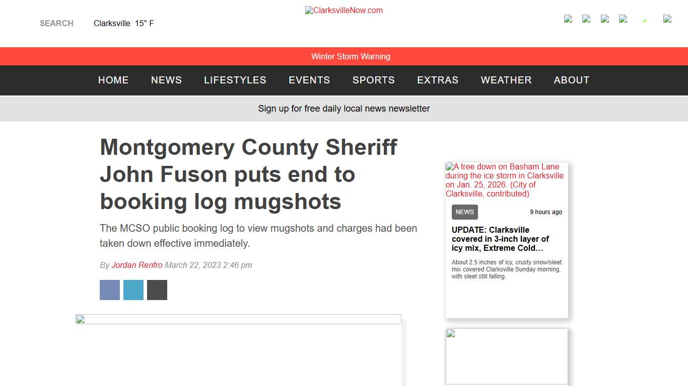 Montgomery County Sheriff John Fuson puts end to booking log mugshots - ClarksvilleNow.com